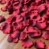 Romantic Silk Rose Petal Package with Candles - Burgundy