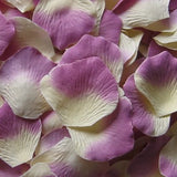 Ivory/Purple Silk Rose Petals, 100 petals